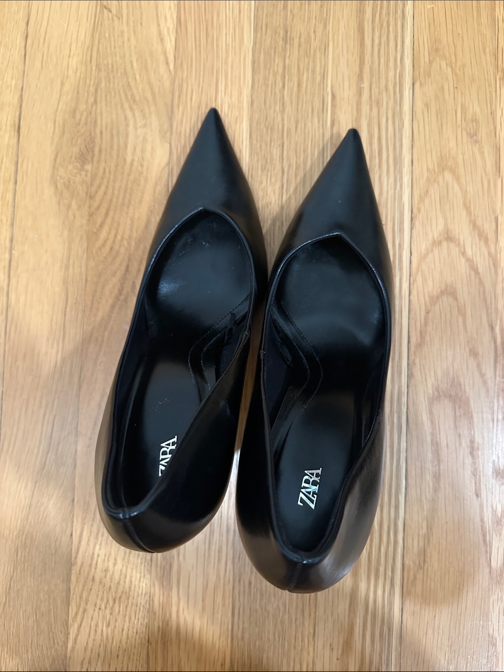 Zara Black Pointed Toe Leather Pumps